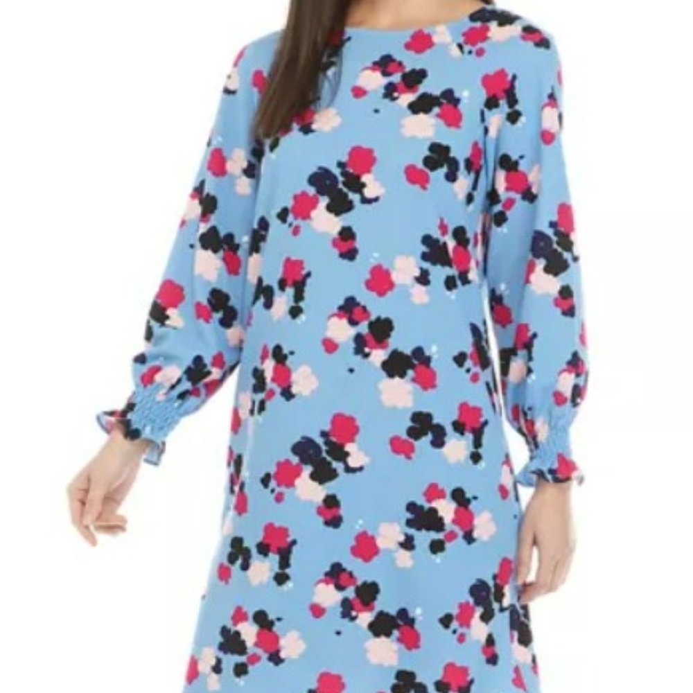 Nine West Shift Blue Floral Dress-Medium